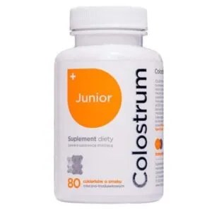 Colostrum Junior z Probiotykami Cukierki Misie Mleczno-Truskawkowe 80szt NaszeNaturalne Colostrum Junior 40 Cukierki Misie O Smaku Mleczno Truskawkowym 80szt